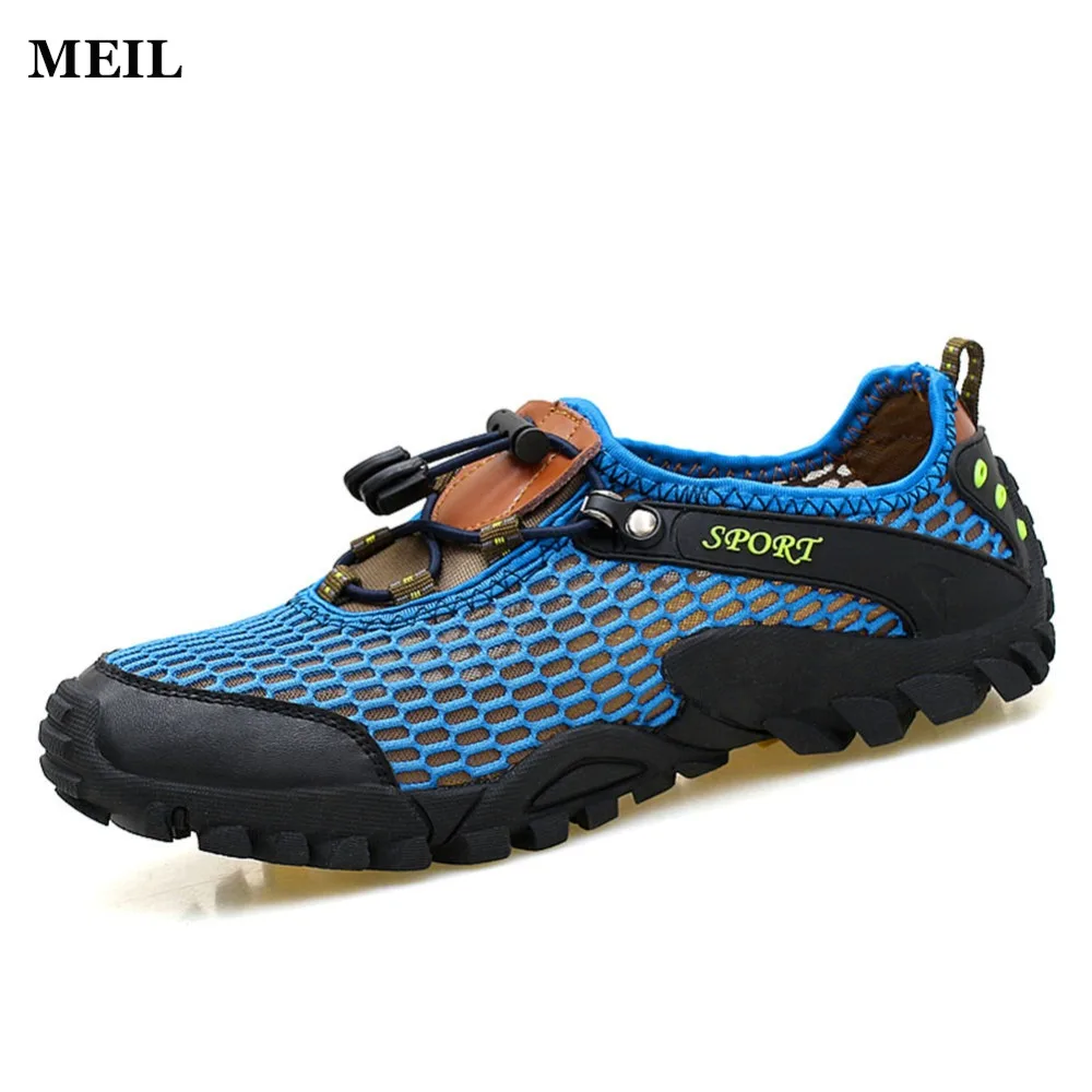 Breathable Shoes Mens Summer Leather Walking Shoes 2017 Outdoor Beach ...