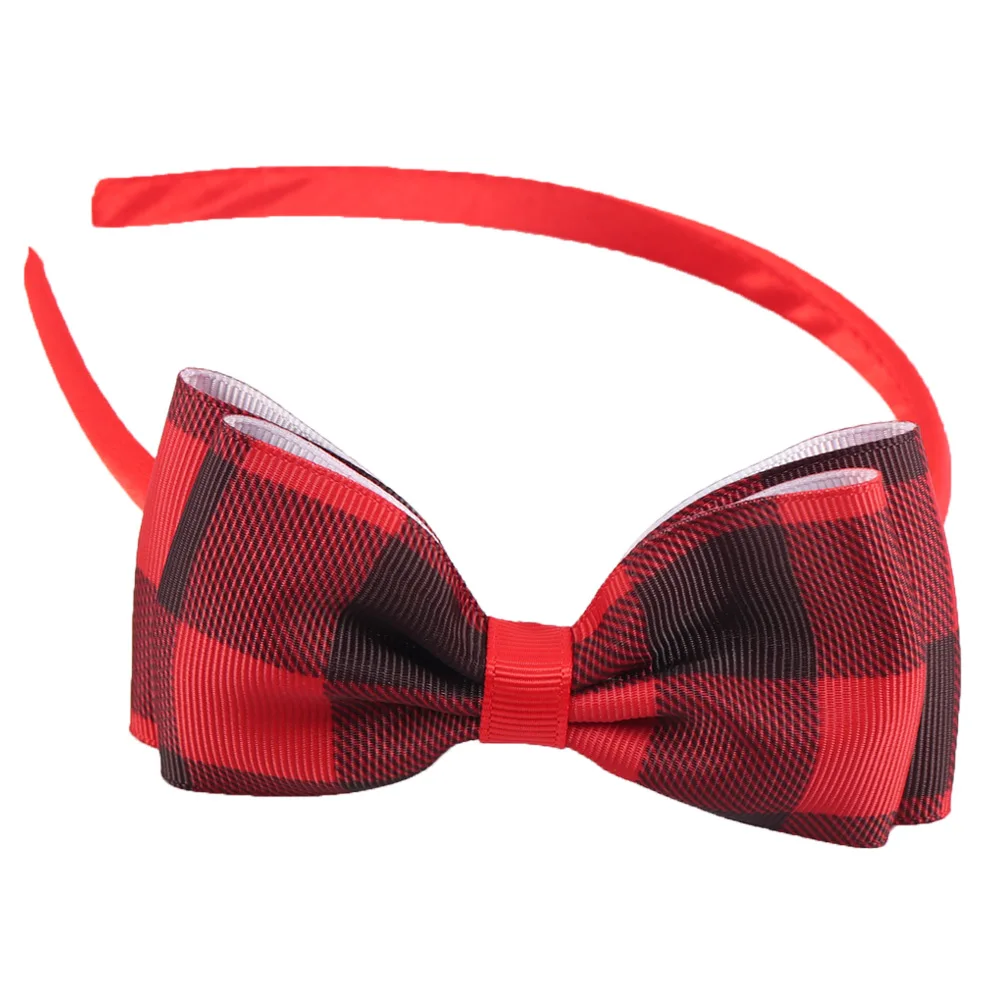 Red Black Plaid Hair Bow Headbands for Girls Grosgrain Ribbon Hairbands Teen Boutique Tiara Girls Hair Accessories