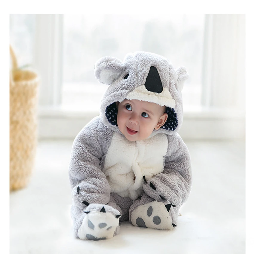 

Baby Rompers Winter Super Warm Longsleeve Coral Fleece Newborn Baby Boy Girl Clothe Infant Jumpsuit Animal Overall Climbing Suit
