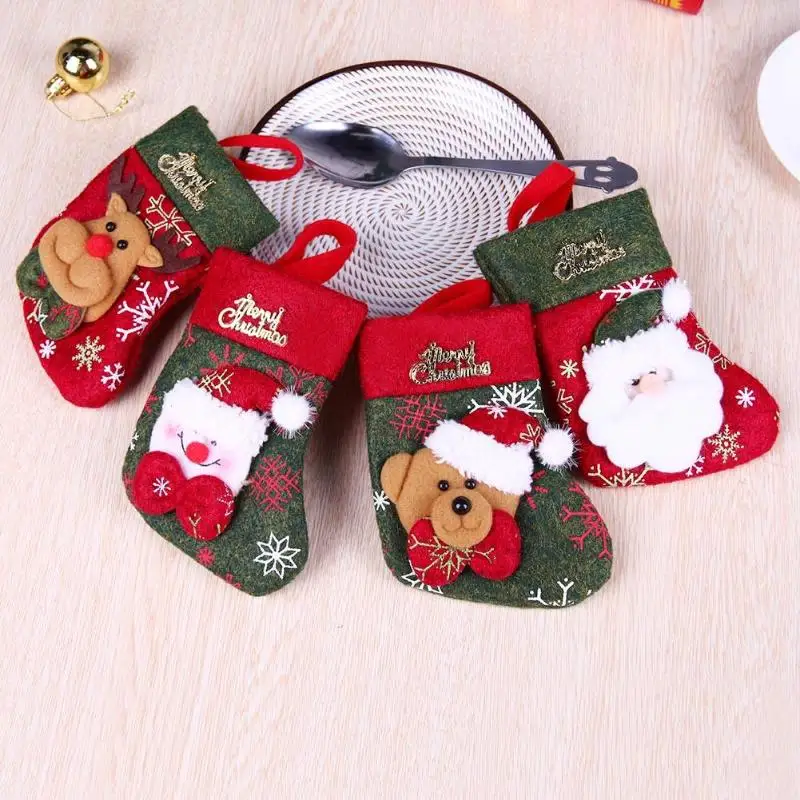 

Christmas Cutlery Holder Glove Knife Fork Tableware Candy Bag Xmas Stocking Hanging Ornaments New Year Party Supplies Home Decor