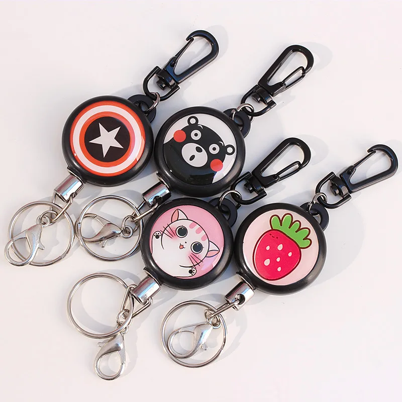 

Creative wire rope telescopic key chain high elastic retractable easy pull buckle cute cartoon automatic telescopic key hanging