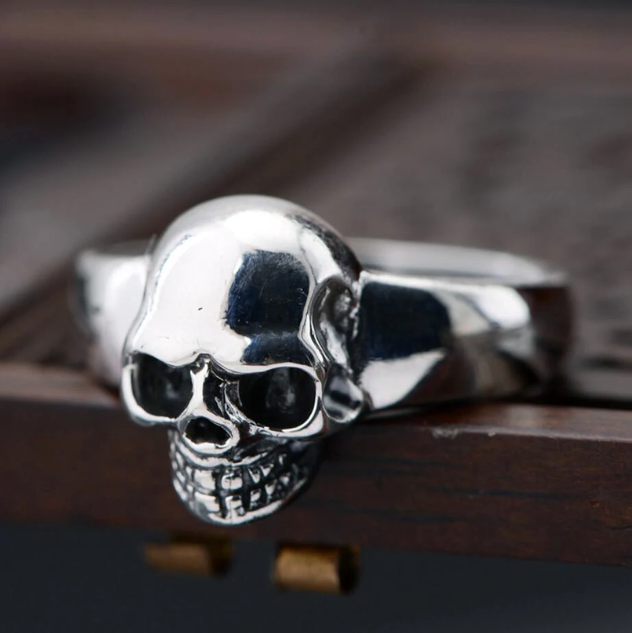 

925 Sterling Silver Skull Gothic Skeleton Skull Biker Men Women Ring A3188