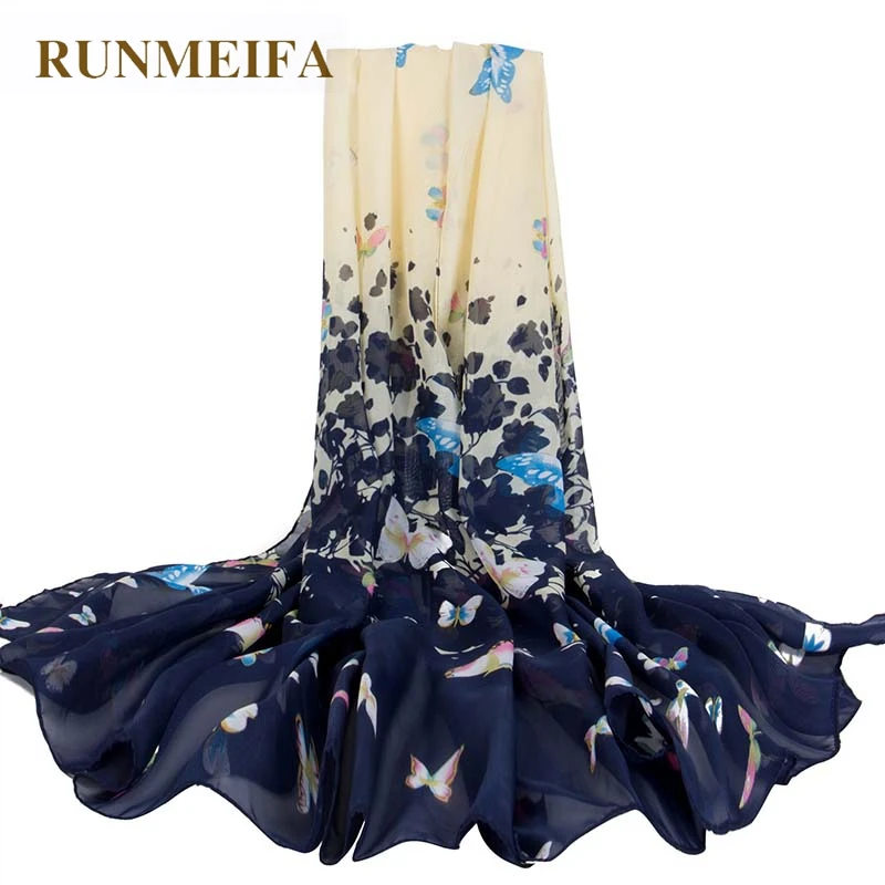 

[RUNMEIFA] 2018 Summer Silk Women Scarves Shawl Female Silk Scarf Plus Size Long Beach Cover Up Wrap Sarong Sunscreen Long Cape
