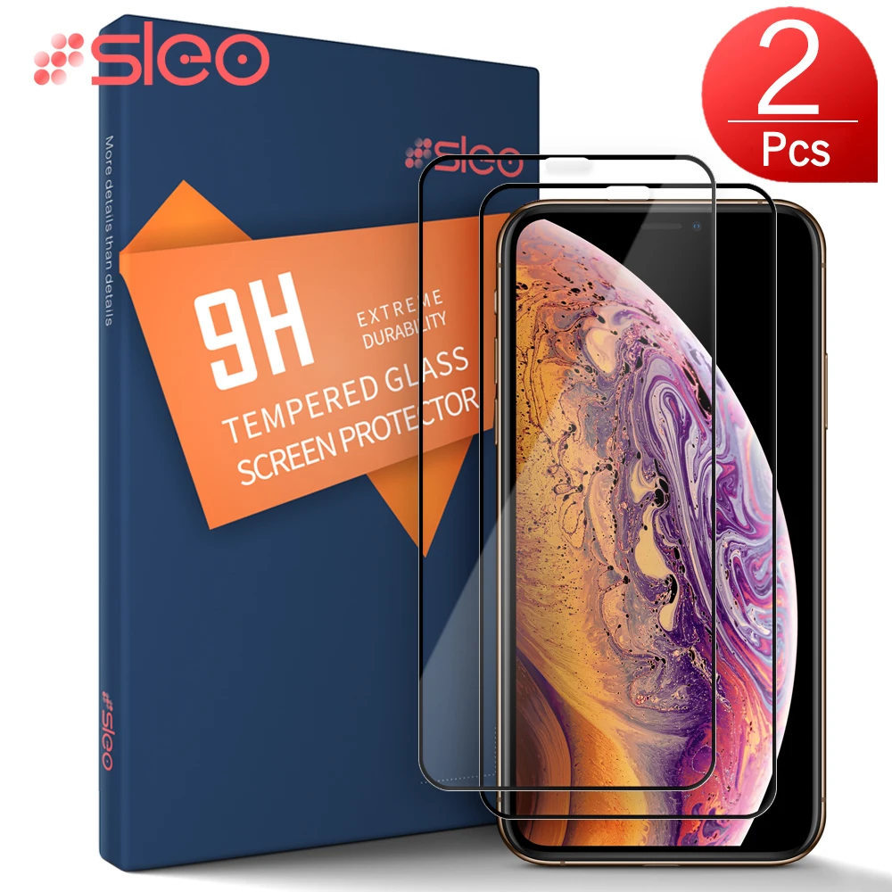 SLEO 2 шт. полное покрытие закаленное стекло для iPhone XS Max XR экран протектор Защитная