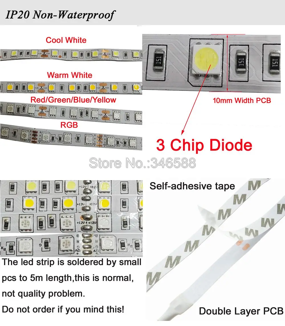 5050 Светодиодные ленты DC12V 60leds/M 5 м/лот Гибкая светодиодная RGB белый теплый белый красный зеленый синий желтый УФ фиолетовый розовый голубой