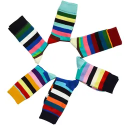 6 пар Для мужчин забавные 3D носки Calcetines Happy Socks для Для мужчин Chaussette Homme Красочный Полосатый Meias теплые носки сжатия Sokken