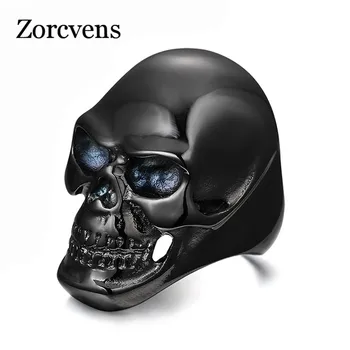 

ZORCVENS 2020 fashion black ring for men skull stainless steel holloween bike jewelry gifts
