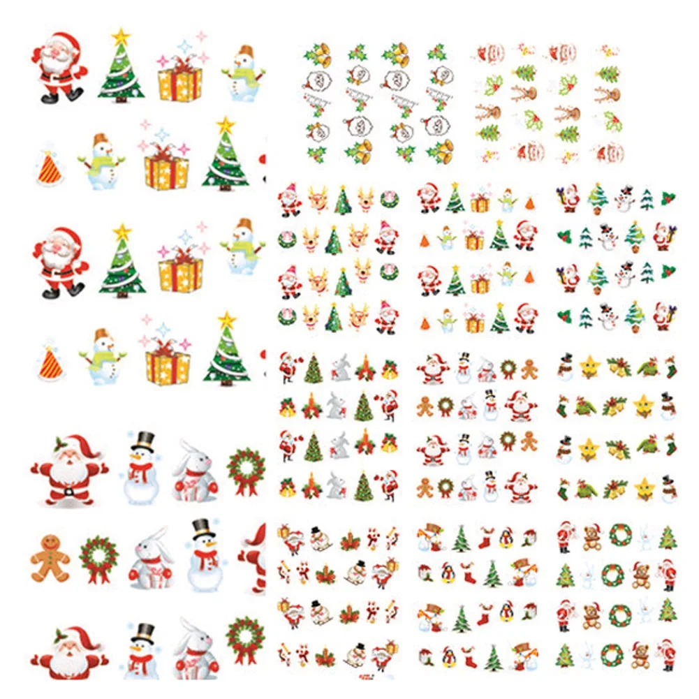 

Christmas Santa Snowman Tree Water Transfer Decals Nail Stickers Foil Polish Wraps Decorations 11 Designs In 1 Can Dropshipping