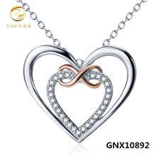 Moda Plata de ley 925 CZ kolye Acento Corazón Amor Infinito Joyería Gargantilla collares Al Por Mayor Colgante de Collar de Regalo GNX10892