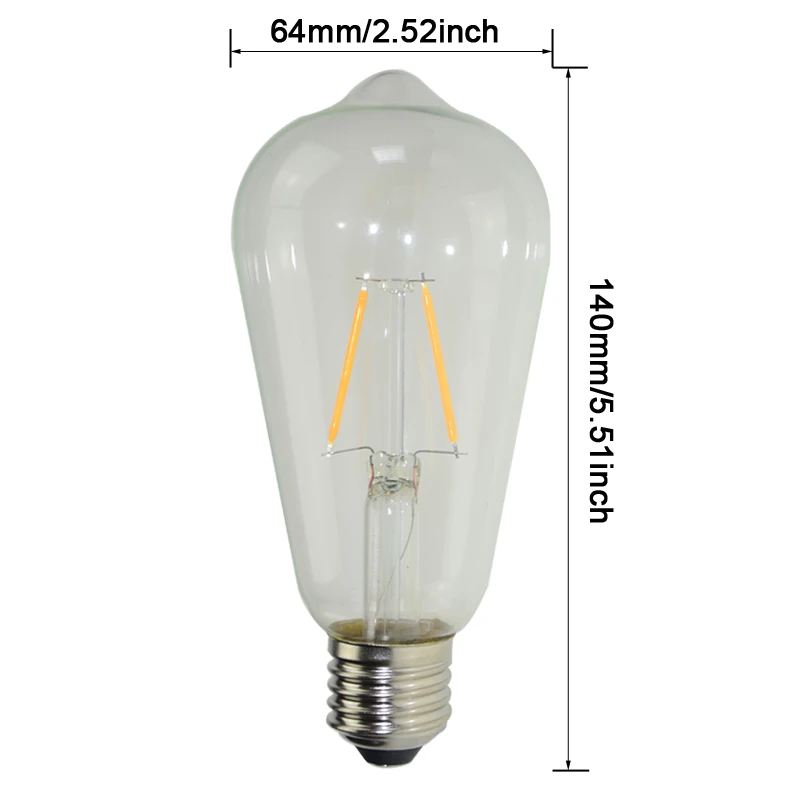 Нити ST64 2/4/8 Вт Винтаж edison LED Bubble Лампочки Ретро Свет soure 110 В 220 В E27/E26 предупредить желтый Предупреждать белый люстры