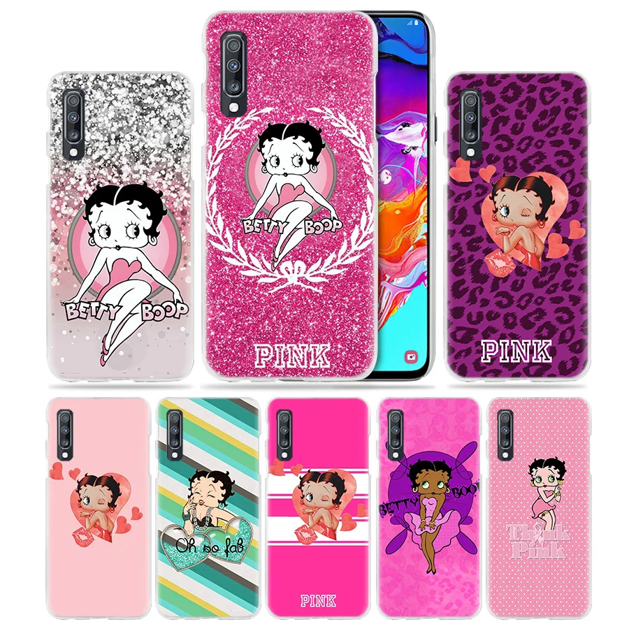 Розовый сексуальный чехол Betty Boop для samsung Galaxy A50 A70 A20e A40 A30 A20 A10 A8 A6 Plus A9 A7 жесткий прозрачный чехол для телефона из поликарбоната