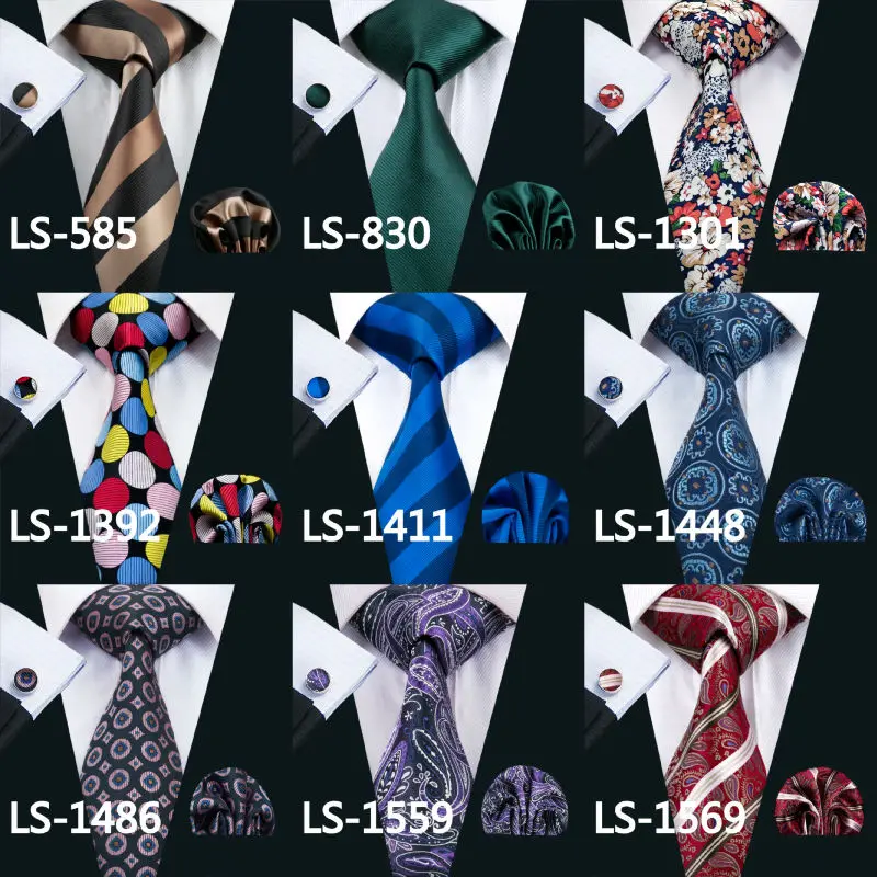 Men's Tie Silk Striped Jacquard Woven Set Tie Hanky Cufflinks for Formal Wedding Business Party