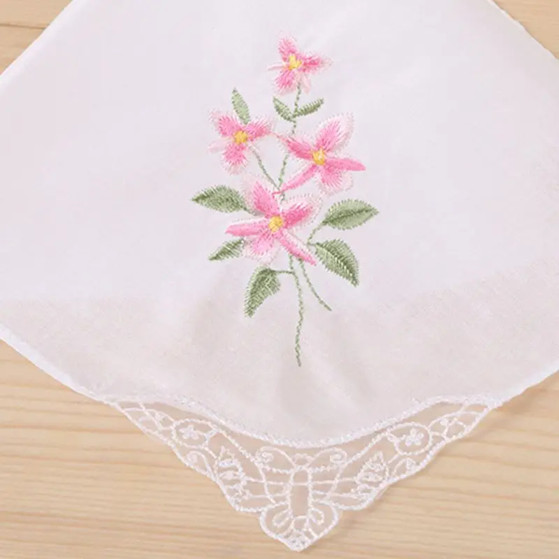 3 шт. для женщин основной белый квадратный платок цветочной вышивкой Карманный платок кружево хлопок детские нагрудники карманное