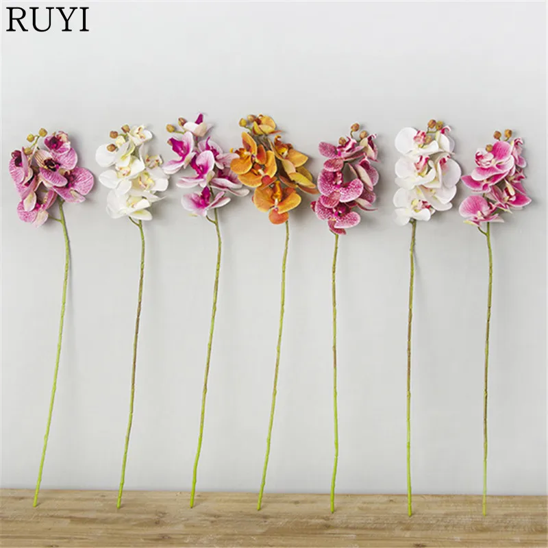 

Real touch 3D print phalaenopsis hand feel artificial flower single branch 6 heads wedding decoration for home party office 1pcs