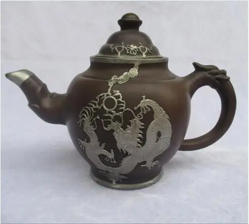 christmas decorations for home+ Tibet Silver Carved Dragon decoration 100% Handmade Tea pot/1000ML Purple clay teapot 0005 | Дом и сад