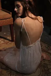 Сексуальная кружевная ночная рубашка Глубокий v-образный Вырез Пояс ночная рубашка экстремальное искушение сзади крест Ночное платье