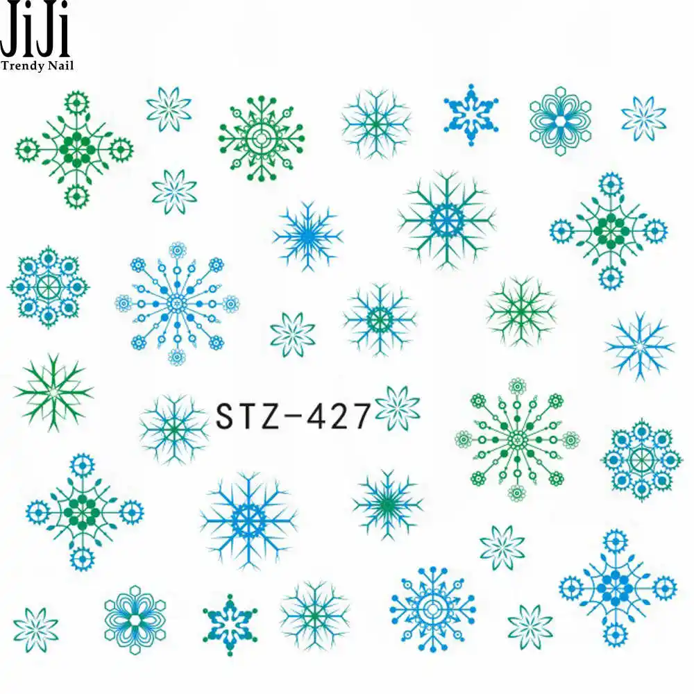 1 лист рождественские Санты снежинка снеговик смешанный дизайн DIY Наклейка переводная вода наклейки для ногтей s наклейки для ногтей JISTZ415-436 - Цвет: STZ427