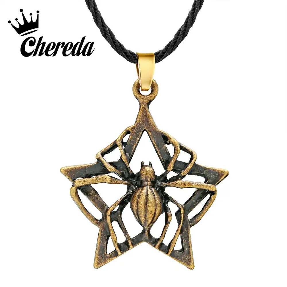 

Chereda Punk Spider Bronze Necklace for Women Men Statement Male Pendant&Necklaces Biker Hip Hop Jewelry Accessories
