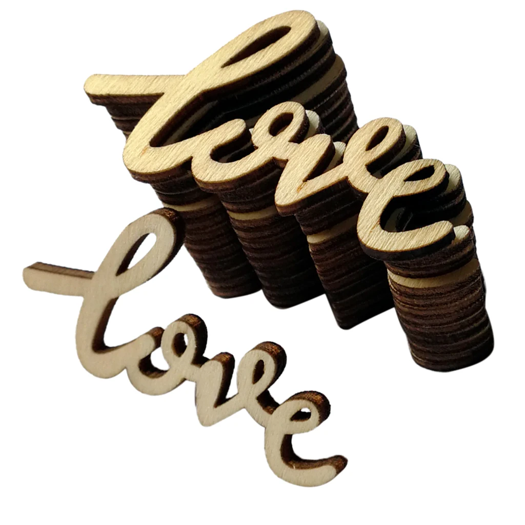Lot of 15pcs LOVE Handmade Wooden Cut Wooden Pieces DIY Scrapbook Craft Party & Holiday DIY Decorations