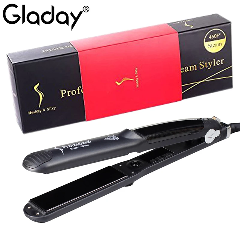 

Popular Steam Hair Straightener Tourmaline Ceramic Hair Flat Iron Vapor Hair Straightening Irons Hair Care Styling Tools