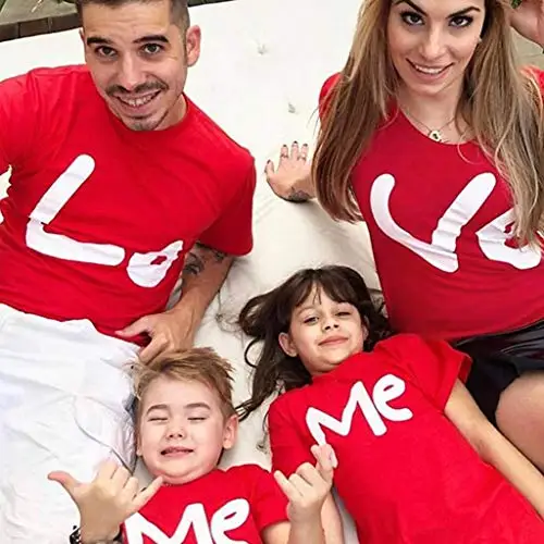 1 предмет, футболки для всей семьи с надписью «Love Me» Одинаковая одежда для Дня Святого Валентина одинаковые футболки для всей семьи «Папа, мама и я» футболки с надписью «Love Me», верхняя одежда