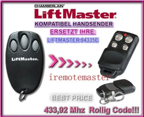Liftmaster chamberlain 94335E garage door remote control replacement Rolling code 433.92MHZ DHL free shipping dhl free shipping chamberlain liftmaster 94335e 94330e 94334e 94333e replacement garage door remote control 433mhz