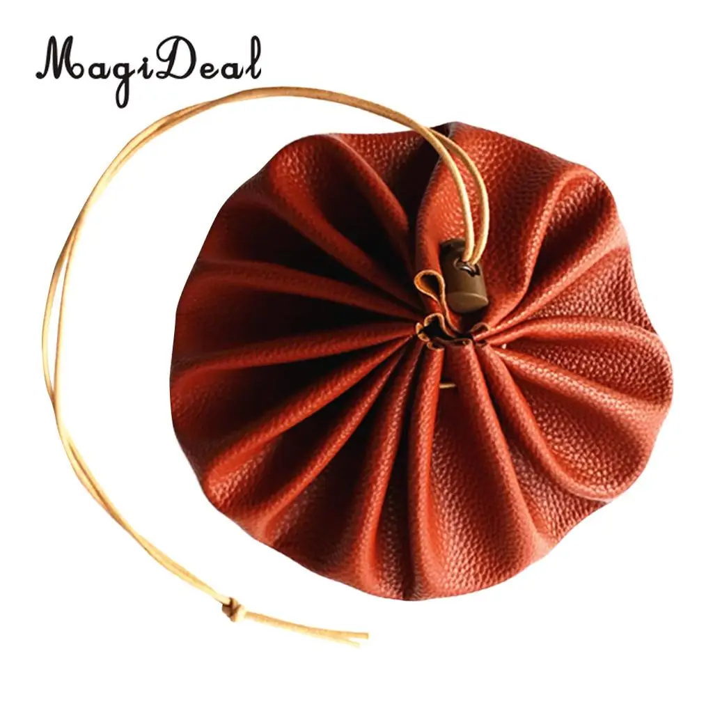High Quality 15' Durable Large PU Leather Drawstring Tinder Pouch Bushcraft Survival Camping Gift Hiking Travell Accessories