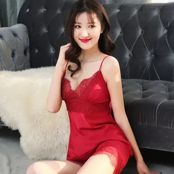 

2019 New Spring Summer Tube Nightwear Silk Lace Pajamas For Women set with Shorts Sexy Attractive Ribbon With Breast Pad