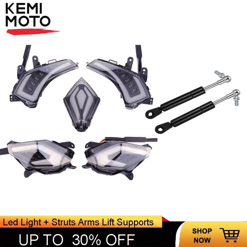 

KEMiMOTO 2 pcs Struts Arms Lift Supports and 1set Rear Tail Brake Light LED Turn Signal Taillight For Yamaha TMAX 530 2012-2016