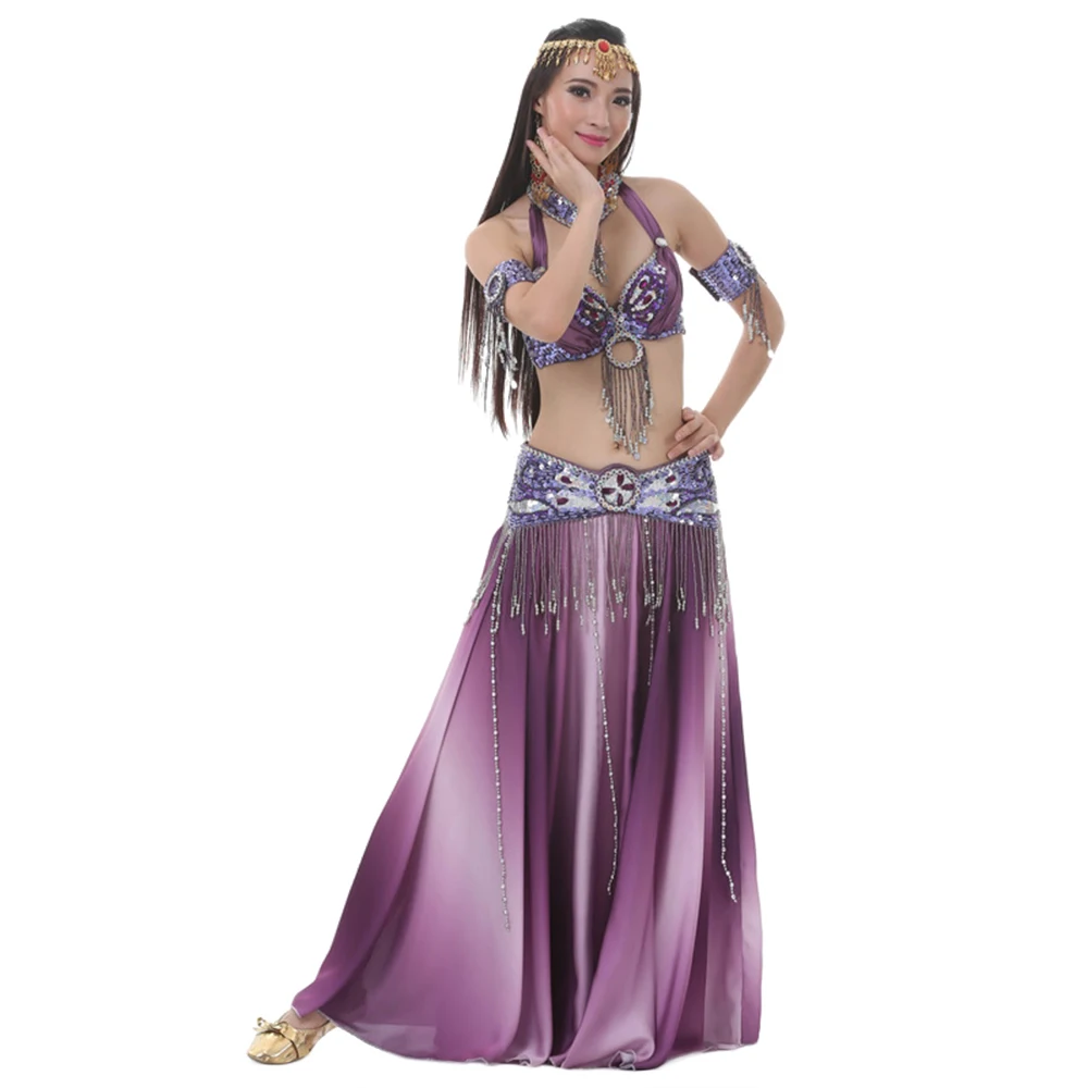 2018 Newest Discoloration Skirt Belly Dance Suits Belly Dance Costumes Oriental Belly Dance Stage Performance Sexy Women Clothes