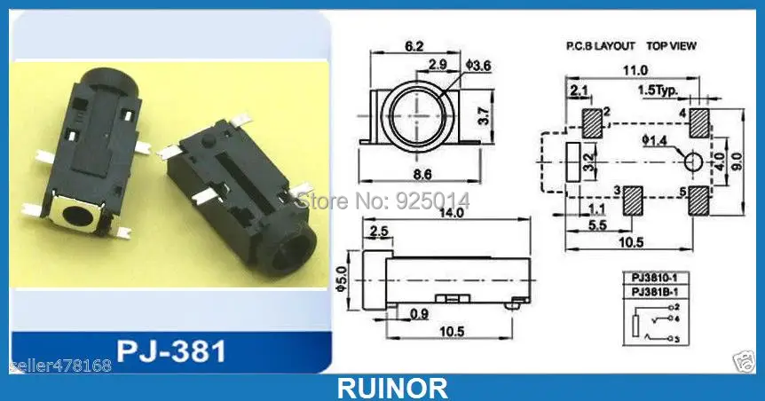 500PCS 4pin SMD SMT 3 5mm Socket Jack for Headset Headphones Mount