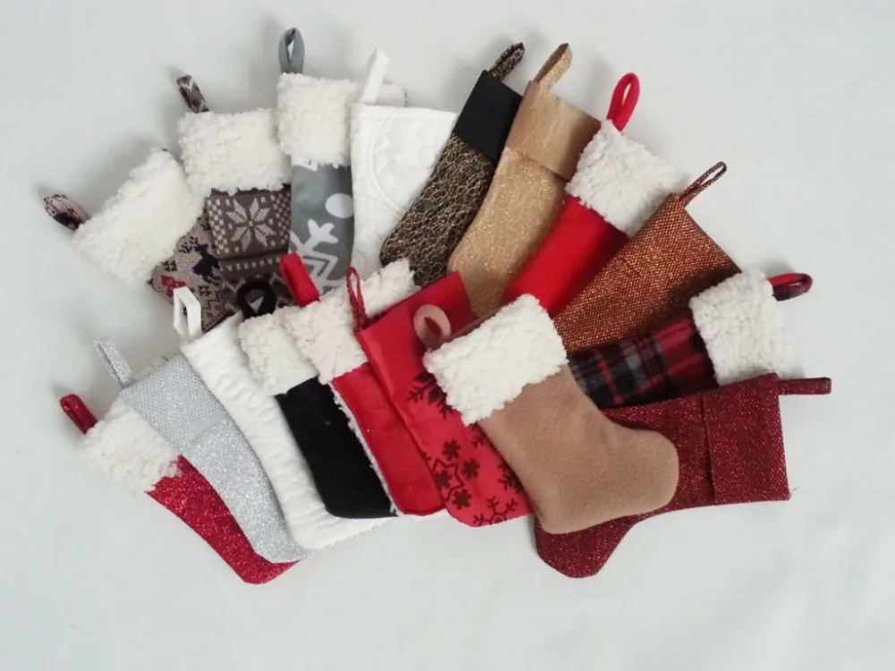

Wholesale Christmas Tree Decoration Multicolor Different Design Mini Stockings Ornaments for Christmas Tree