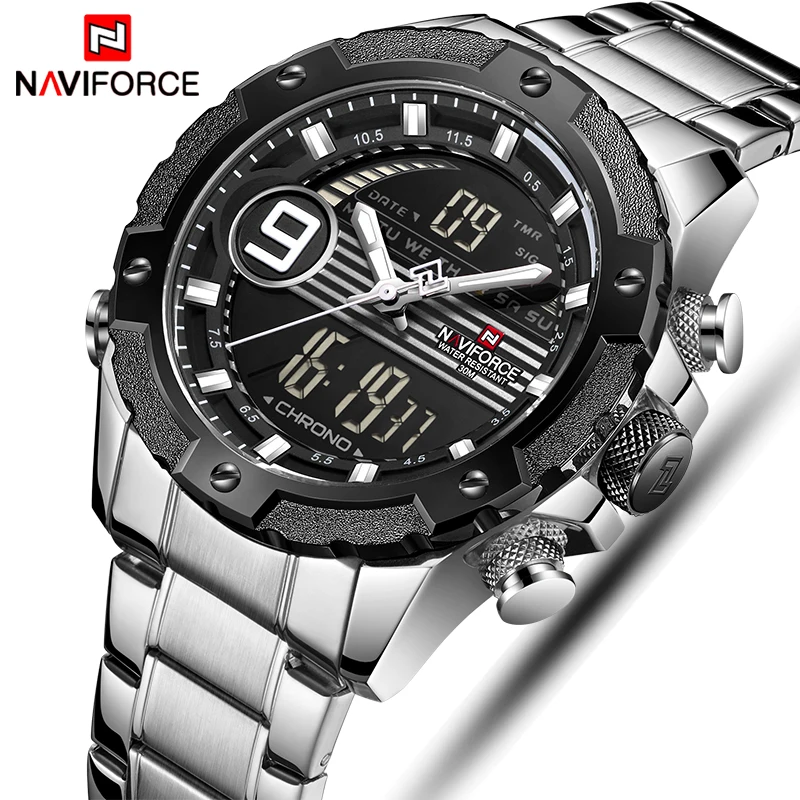 Top Luxury Brand NAVIFORCE Men Sports Watches Men's Quartz Digital Analog Clock Man Fashion Full Steel Waterproof Wrist Watch Top Luxury Brand NAVIFORCE Men Sports Watches Men's Quartz Digital Analog Clock Man Fashion Full Steel Waterproof Wrist Watch