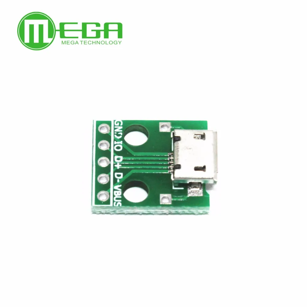 10 шт. микро USB адаптер DIP 5 контактный гнездовой разъем тип B pcb конвертер pinboard 2 54