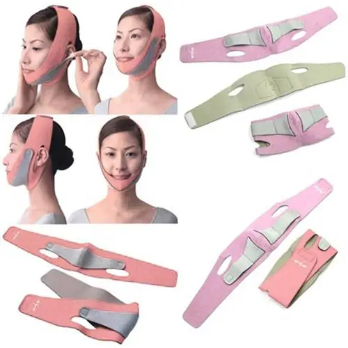

35# 2019 Fashion Beauty Women's Anti Wrinkle V Line Half Face Cheek Lift Slimming Strap Chin Slim Mask Belt