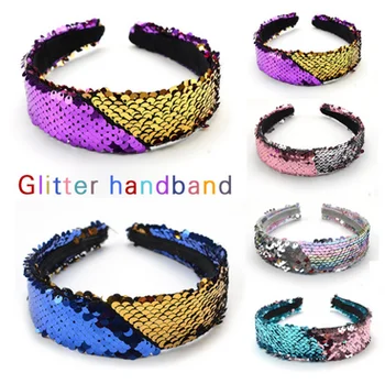 

by dhl or ems 100pcs Sequins Headbands for Women Multicolor Star Hair Band Double-sided Headband Hair Hoop Girls hair clips