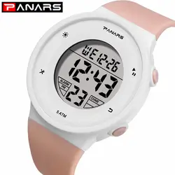 PANARS/цветной светодиодный 6 цветов, модные часы WR50M, водонепроницаемые детские наручные часы, будильник, многофункциональные часы для