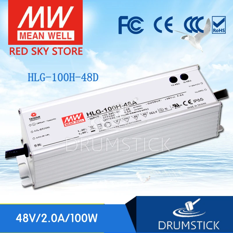 

MEAN WELL HLG-100H-48D 48V 2A meanwell HLG-100H 48V 96W Single Output LED Driver Power Supply D type