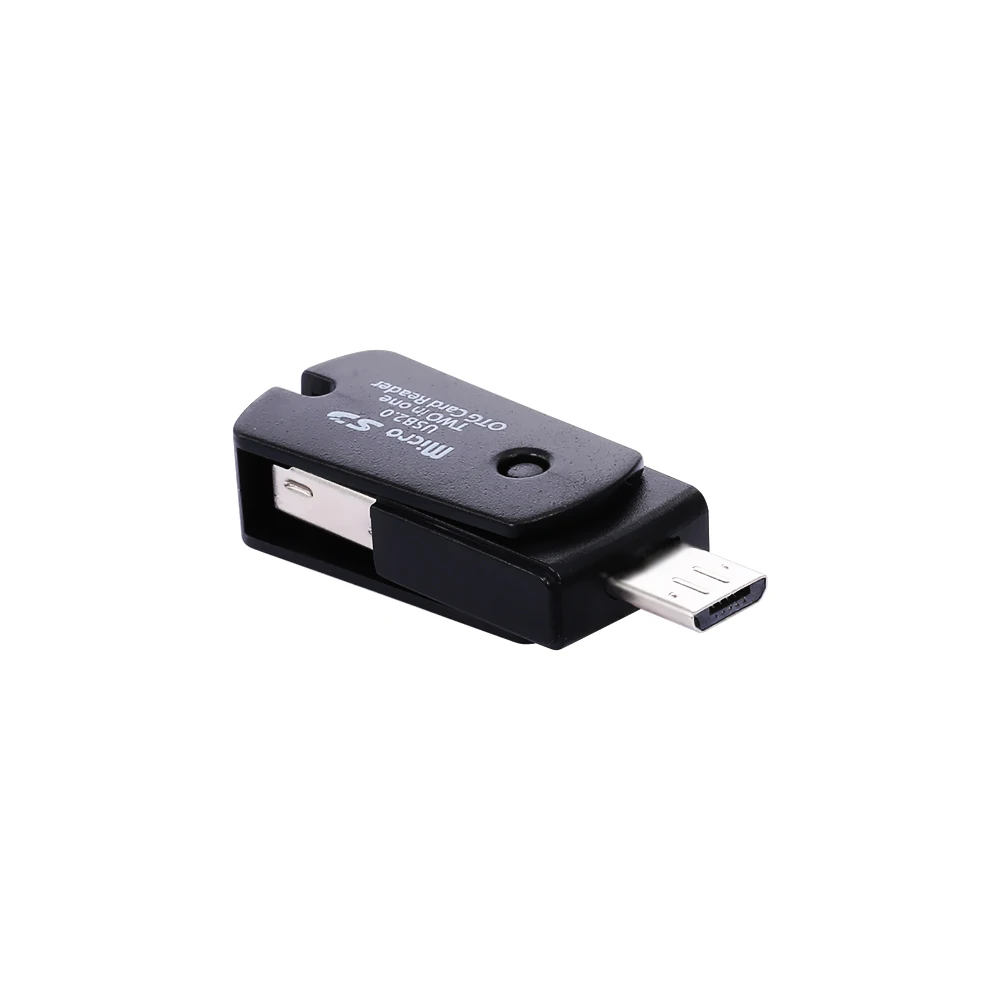 Высокоскоростной Micro USB 2 в 1 OTG кардридер Поддержка TF карта рекордер телефон карта памяти вращающийся кард-ридер(черный