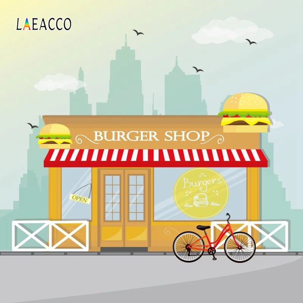 

Laeacco Cartoon Ice Cream Shop Center Backdrop Photography Backgrounds Customized Photographic Backdrops For Photo Studio