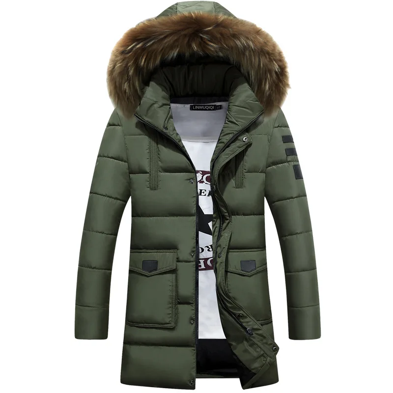 Новинка, мужская зимняя куртка, парка с меховым капюшоном, утолщенное теплое пальто, верхняя одежда, M-3XL, AXP07