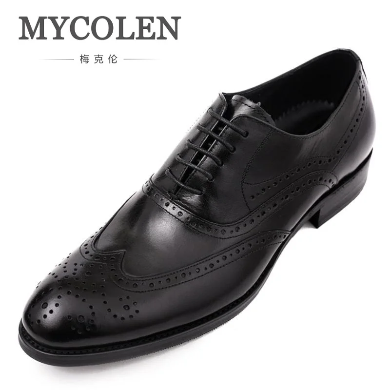 

MYCOLEN Men Shoes Modern Gentlemen Formal Business Oxfords Genuine Leather Mens Wedding Party Vintage Dress Shoes Man Brogue