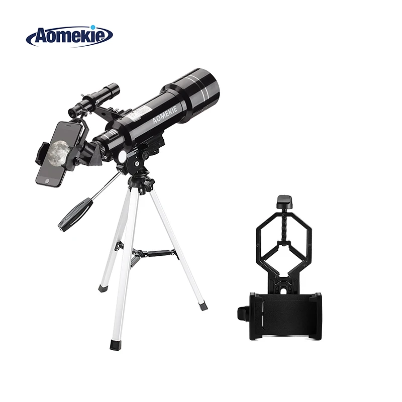 Telescópio com Tripé Suporte do Telefone Aomekie Astronômico Compacto Terrestre Espaço Lua Assistir Monocular Crianças Presente 40070 4 Aomekie 40070 astronômico telescópio com tripé compacto