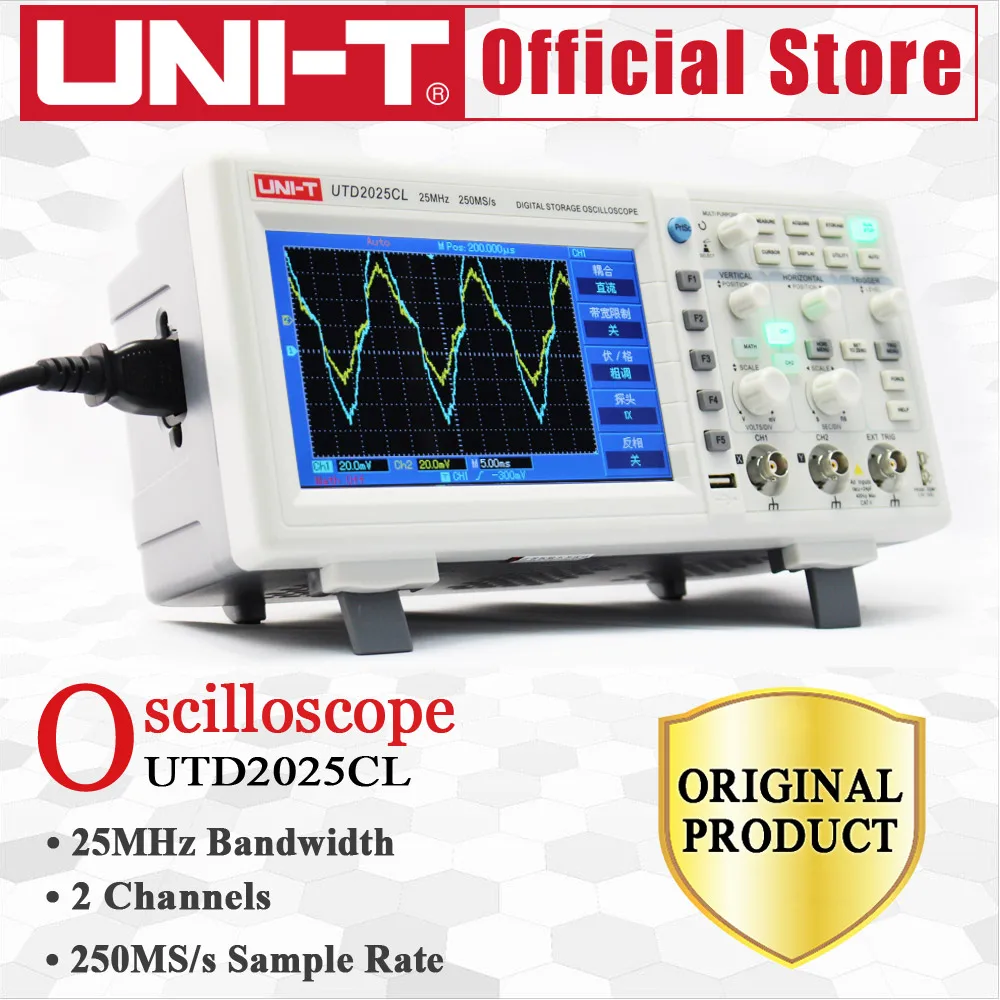 UNI-T UTD2025CL цифровые осциллографы 2CH 25MHZ Scopemeter Scope meter 7 дюймовые Широкоформатные ЖК-дисплеи