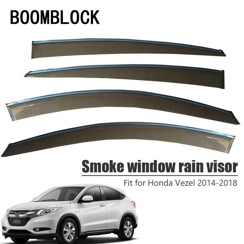 BOOMBLOCK 4pcs Car Covers Window Visor Sun Rain Wind Deflector Awning Shield ABS For Honda Vezel 2014 2015 2016 2017 2018 | Автомобили и