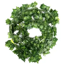 Melhor 12 x plantas artificiais de videira flores falsas hera pendurado guirlanda para a festa de casamento casa barra decoração da parede do jardim ou