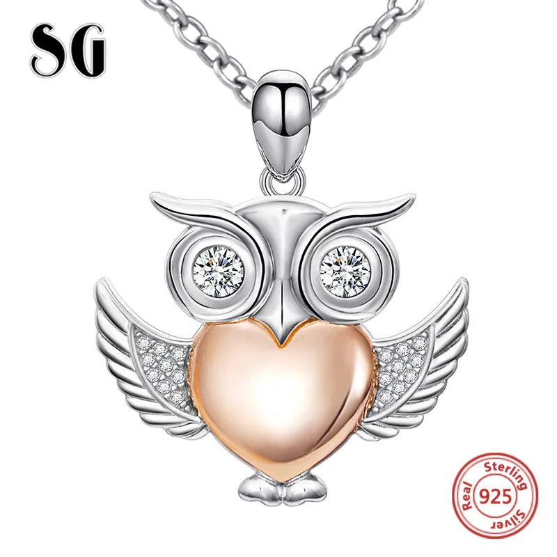 

Aliexpress cute animal owl chain pendant&necklace with Cubic Zirconia 925 sterling silver diy fashion jewelry making women gifts