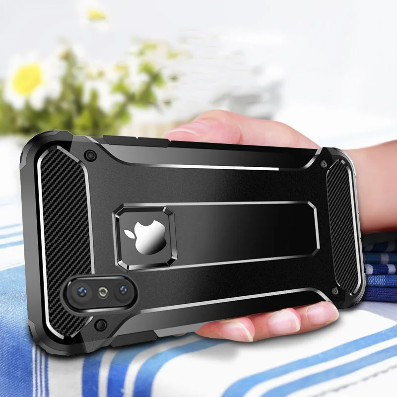 

Heavy Duty Armor Shockproof Case For iPhone 7 8 6 6s Plus 5 5s SE Luxury Silicone Protective Cases Cover For iPhone X XR XS MAX