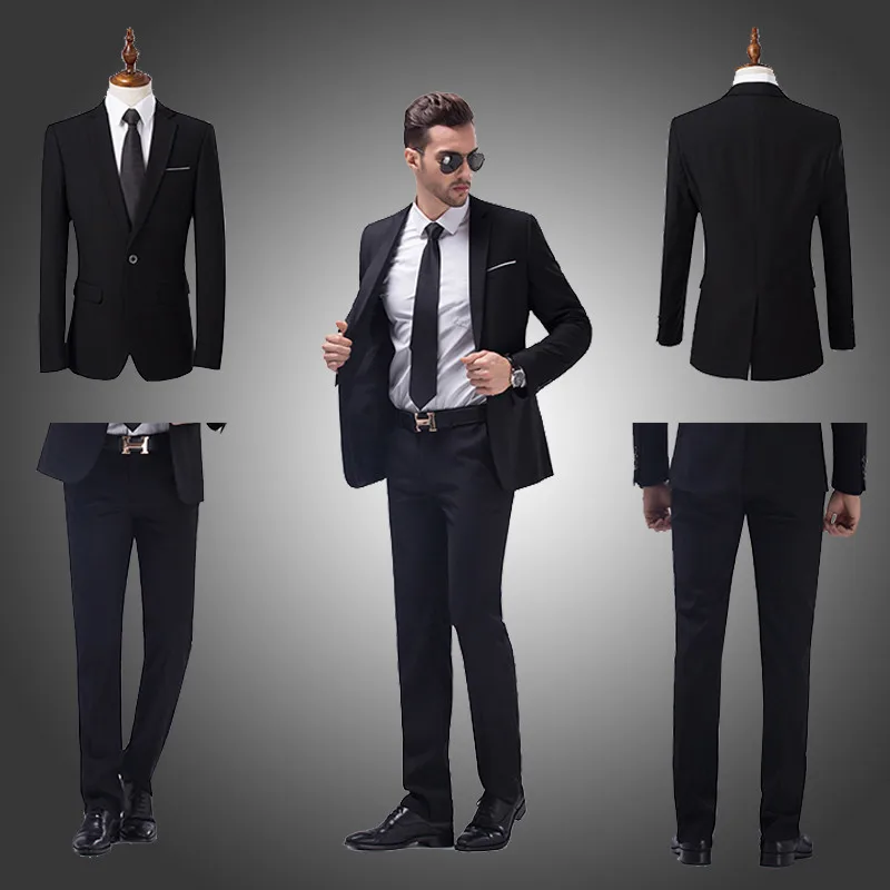 Cheap Hot Formal Men Suits Slim Fit Business Suits Wedding Groom Suits High Quality Tuxedos Blazers 2 Pieces (Jacket+Pant)