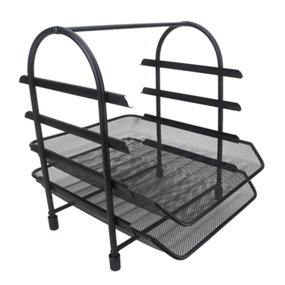 

Metal Mesh Black 4-Tier File Document Letter Paper Tray Sorter Collection Office Desktop Organizer Holder Shelf Office Supplies